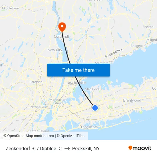 Zeckendorf Bl / Dibblee Dr to Peekskill, NY map