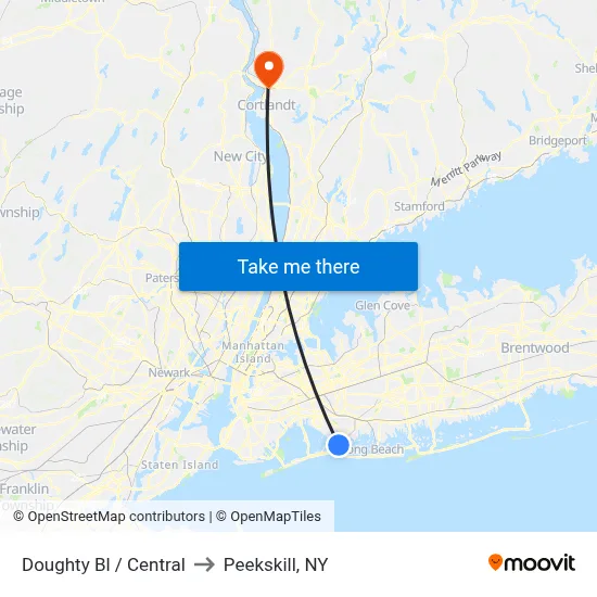 Doughty Bl / Central to Peekskill, NY map