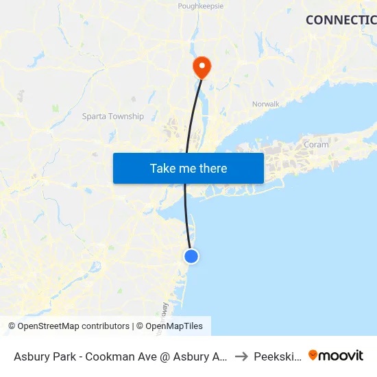 Asbury Park - Cookman Ave @ Asbury Ave (Southbound) to Peekskill, NY map