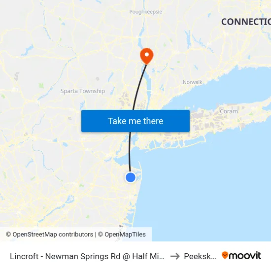 Lincroft - Newman Springs Rd @ Half Mile Rd (Northbound) to Peekskill, NY map