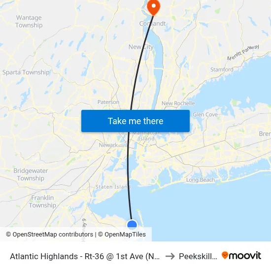 Atlantic Highlands - Rt-36 @ 1st Ave (Northbound) to Peekskill, NY map