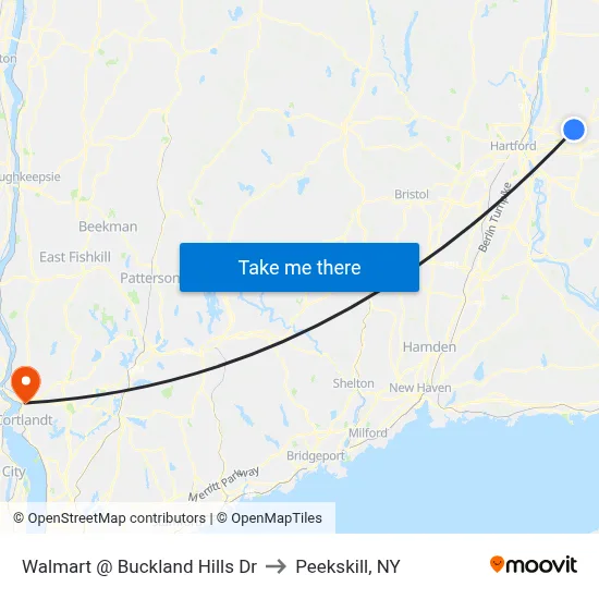Walmart @ Buckland Hills Dr to Peekskill, NY map