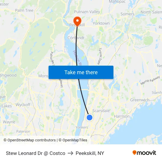 Stew Leonard Dr @ Costco to Peekskill, NY map