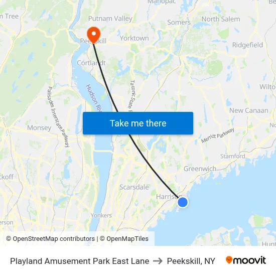 Playland Amusement Park East Lane to Peekskill, NY map