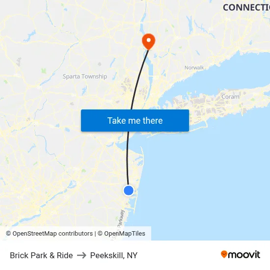 Brick Park & Ride to Peekskill, NY map
