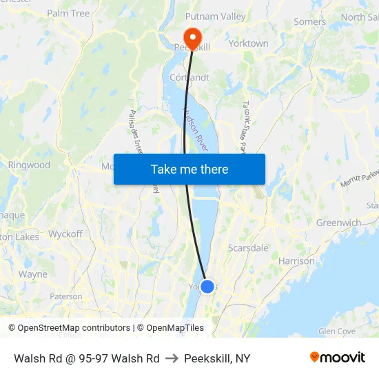 Walsh Rd @ 95-97 Walsh Rd to Peekskill, NY map