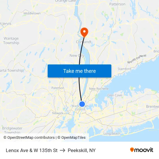 Lenox Ave & W 135th St to Peekskill, NY map