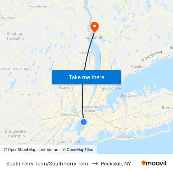 South Ferry Term/South Ferry Term to Peekskill, NY map