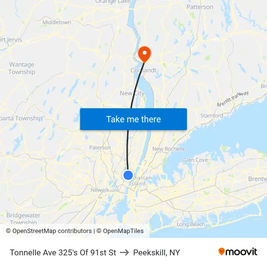 Tonnelle Ave 325's Of 91st St to Peekskill, NY map