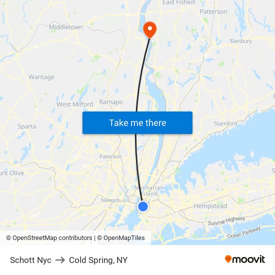 Schott Nyc to Cold Spring, NY map