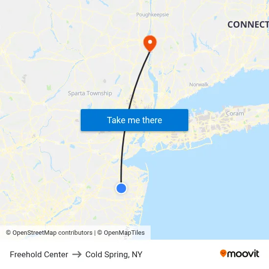 Freehold Center to Cold Spring, NY map