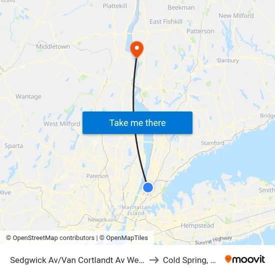 Sedgwick Av/Van Cortlandt Av West to Cold Spring, NY map