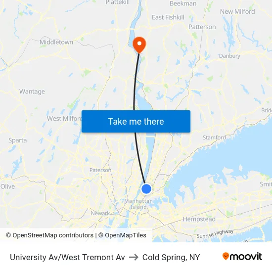 University Av/West Tremont Av to Cold Spring, NY map