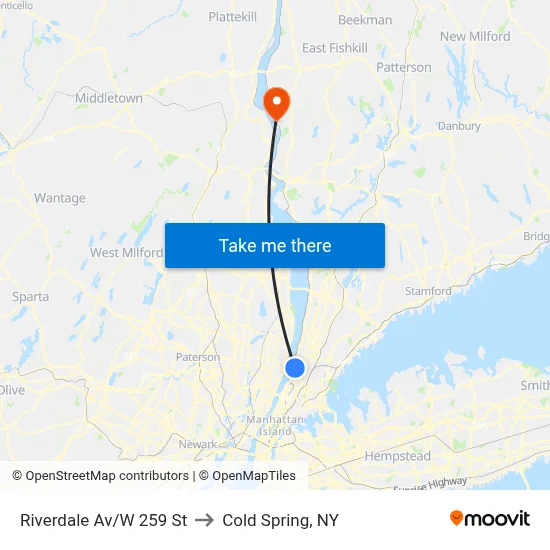 Riverdale Av/W 259 St to Cold Spring, NY map