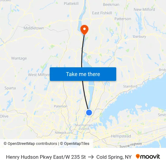 Henry Hudson Pkwy East/W 235 St to Cold Spring, NY map