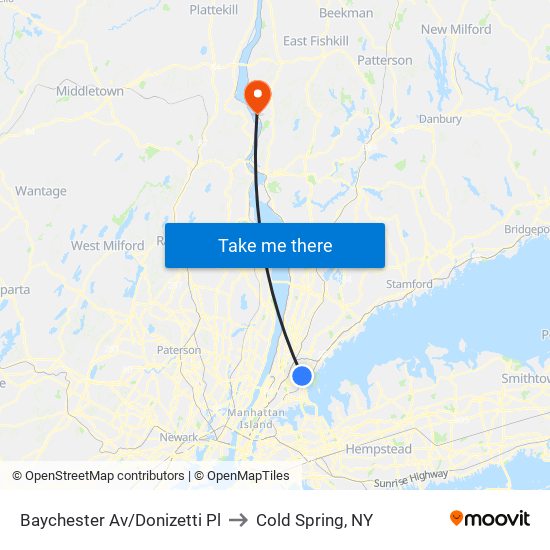 Baychester Av/Donizetti Pl to Cold Spring, NY map