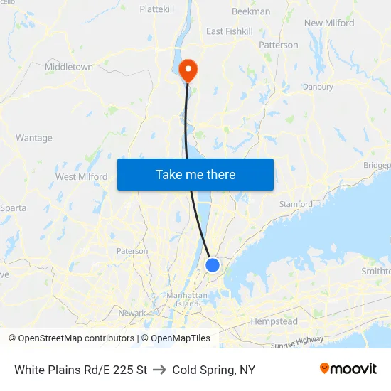 White Plains Rd/E 225 St to Cold Spring, NY map