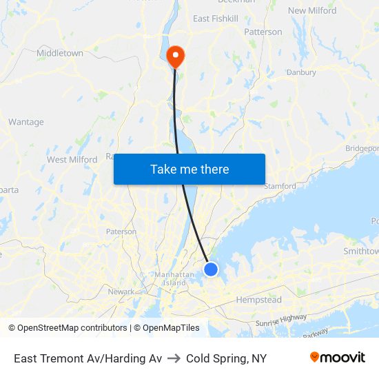 East Tremont Av/Harding Av to Cold Spring, NY map