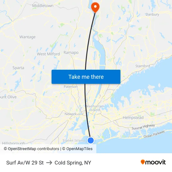 Surf Av/W 29 St to Cold Spring, NY map