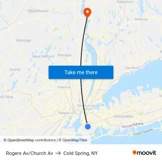 Rogers Av/Church Av to Cold Spring, NY map