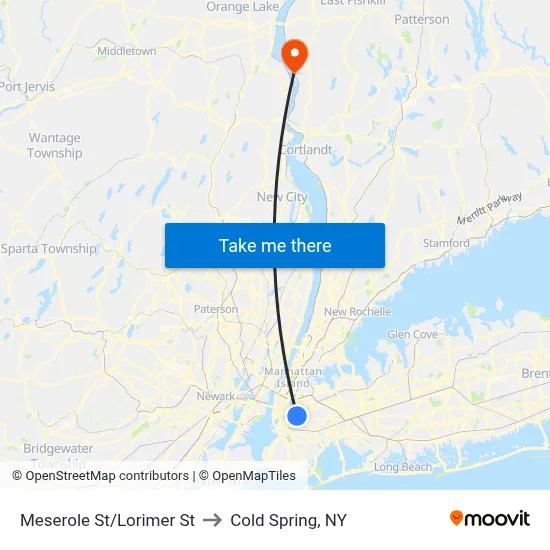 Meserole St/Lorimer St to Cold Spring, NY map
