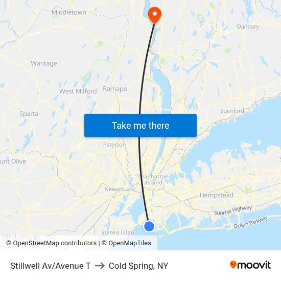 Stillwell Av/Avenue T to Cold Spring, NY map