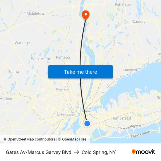 Gates Av/Marcus Garvey Blvd to Cold Spring, NY map