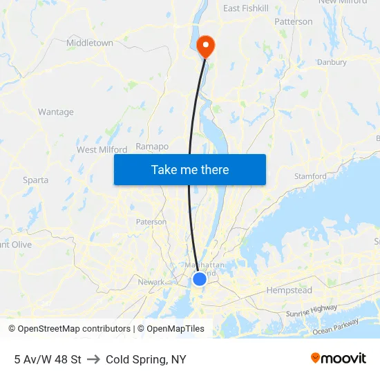 5 Av/W 48 St to Cold Spring, NY map