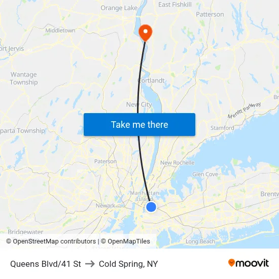 Queens Blvd/41 St to Cold Spring, NY map