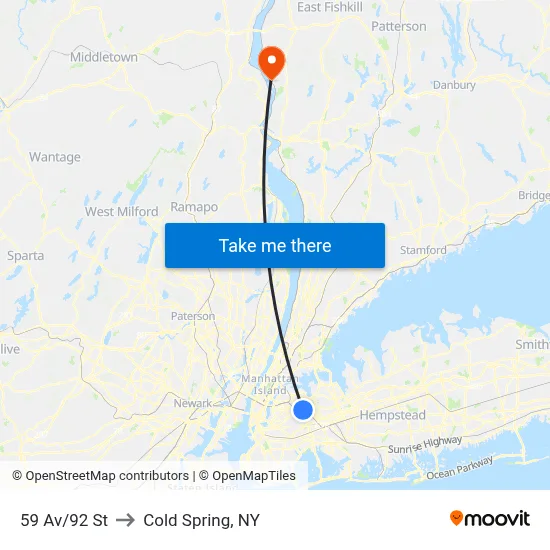 59 Av/92 St to Cold Spring, NY map