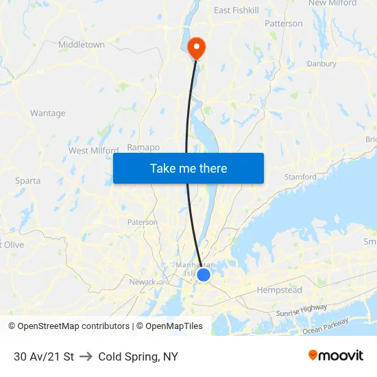 30 Av/21 St to Cold Spring, NY map