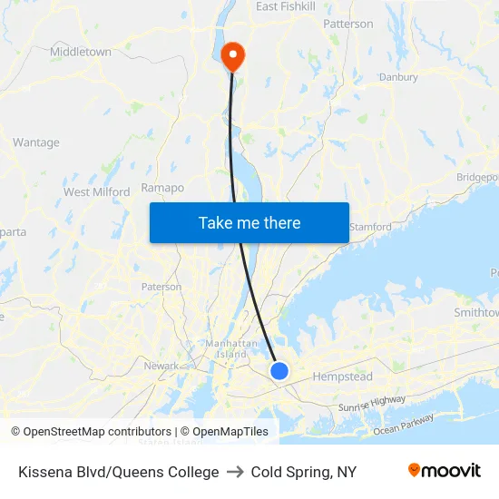 Kissena Blvd/Queens College to Cold Spring, NY map