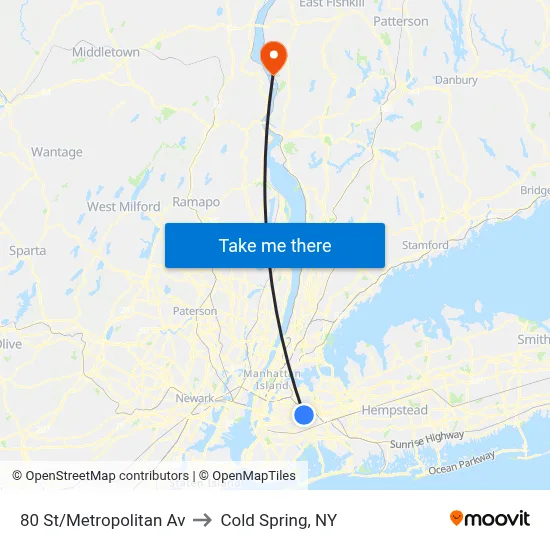 80 St/Metropolitan Av to Cold Spring, NY map