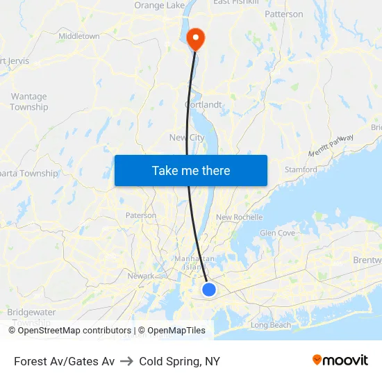Forest Av/Gates Av to Cold Spring, NY map