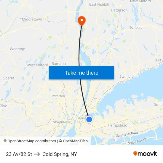 23 Av/82 St to Cold Spring, NY map