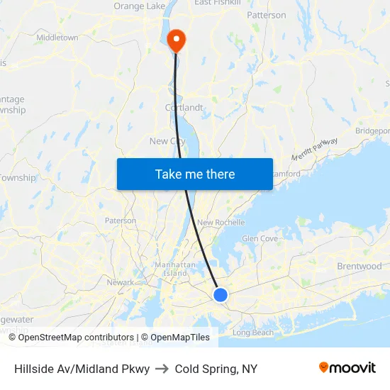 Hillside Av/Midland Pkwy to Cold Spring, NY map