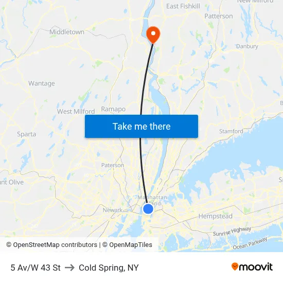 5 Av/W 43 St to Cold Spring, NY map