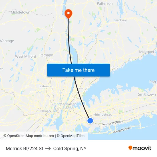 Merrick Bl/224 St to Cold Spring, NY map