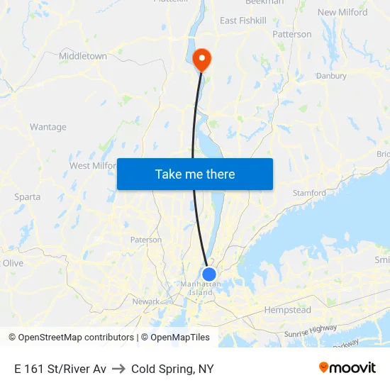 E 161 St/River Av to Cold Spring, NY map