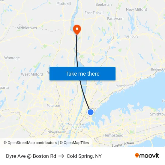 Dyre Ave @ Boston Rd to Cold Spring, NY map