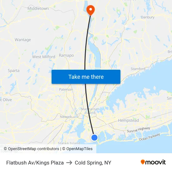 Flatbush Av/Kings Plaza to Cold Spring, NY map