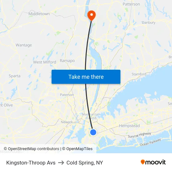 Kingston-Throop Avs to Cold Spring, NY map