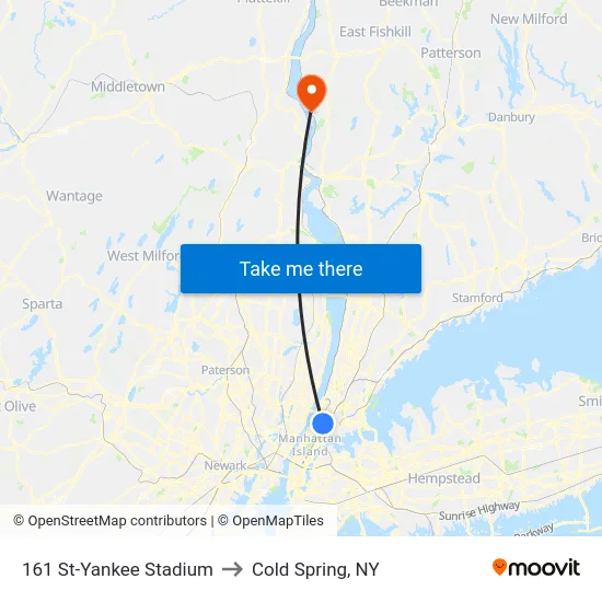 161 St-Yankee Stadium to Cold Spring, NY map