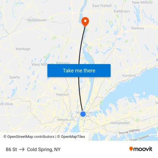 86 St to Cold Spring, NY map