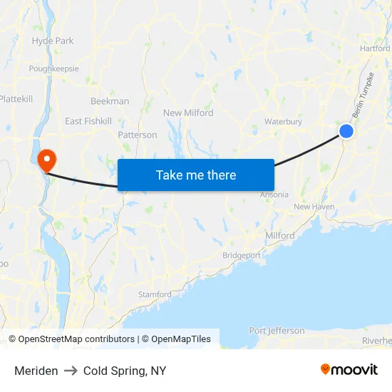 Meriden to Cold Spring, NY map