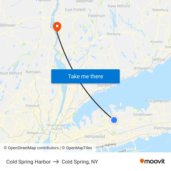 Cold Spring Harbor to Cold Spring, NY map