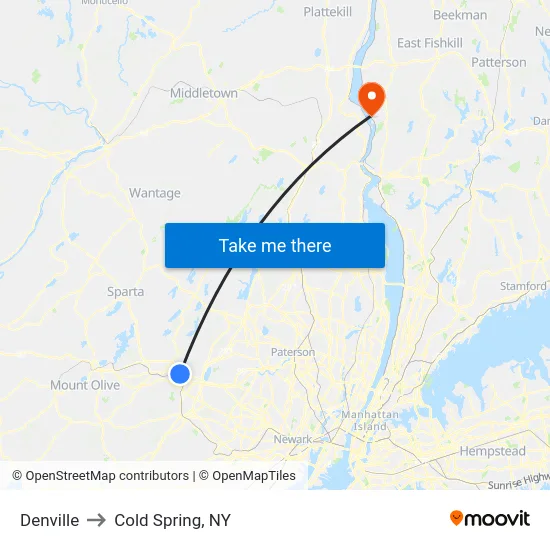 Denville to Cold Spring, NY map