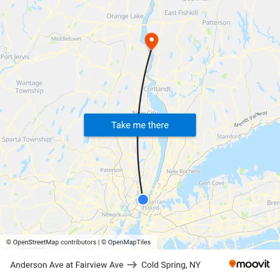 Anderson Ave at Fairview Ave to Cold Spring, NY map