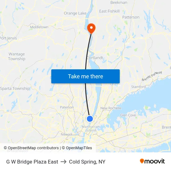 G W Bridge Plaza East to Cold Spring, NY map