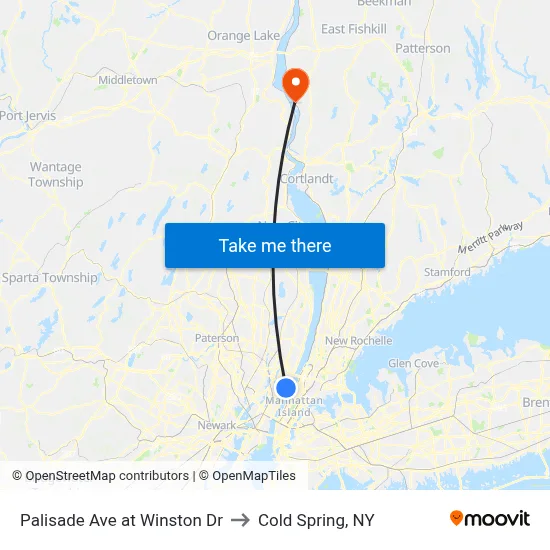 Palisade Ave at Winston Dr to Cold Spring, NY map